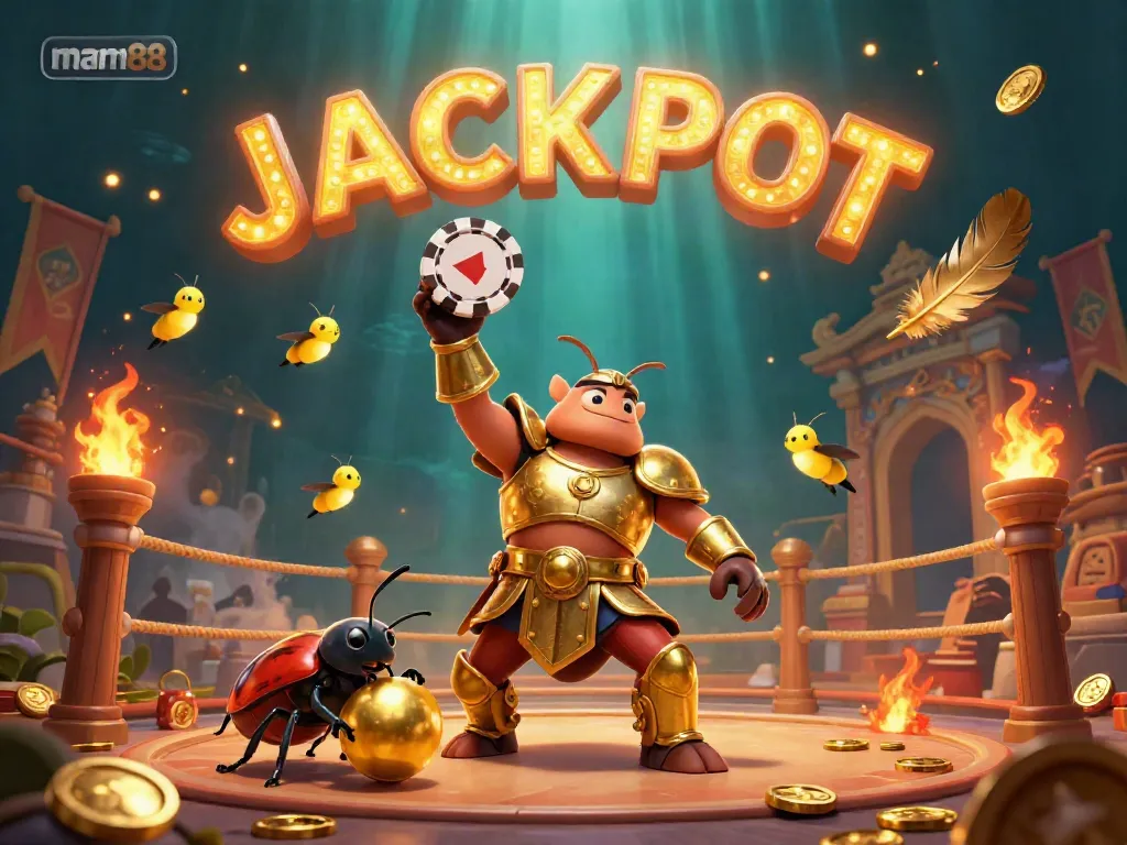 Experience thrilling action at man88 with a victorious hercules beetle winning at the casino!