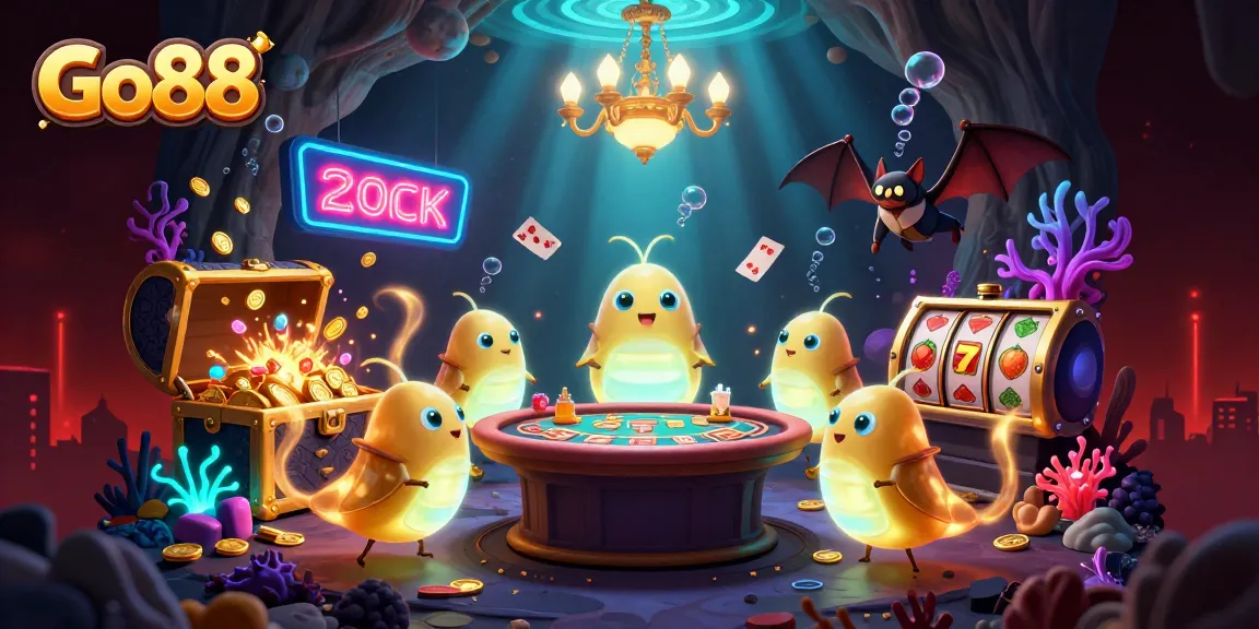 Engage in thrilling games at Go88’s vibrant casino with unique bioluminescent creatures lighting up the scene.