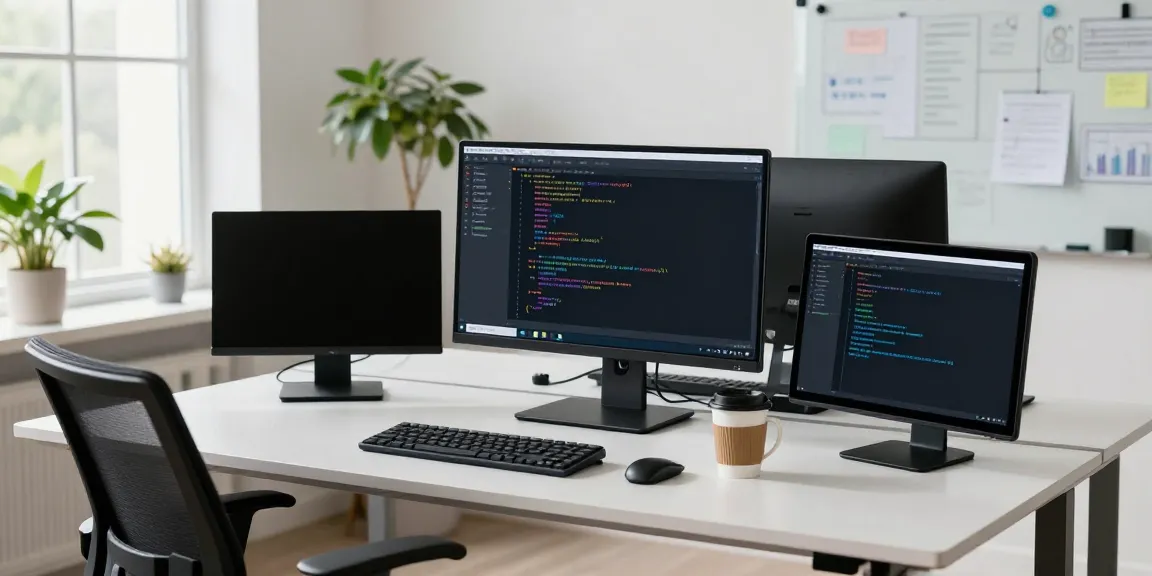Developer coding with instant indexing tools in a modern workspace