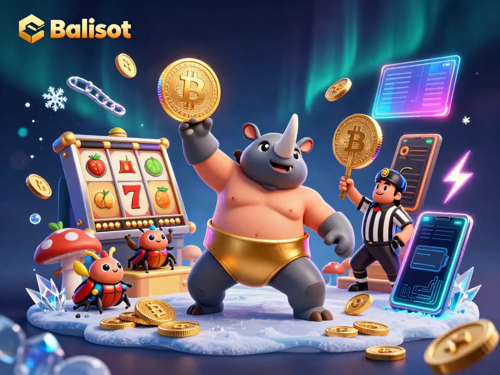 Experience the excitement of Balislot with a sumo beetle champion and dazzling casino elements.
