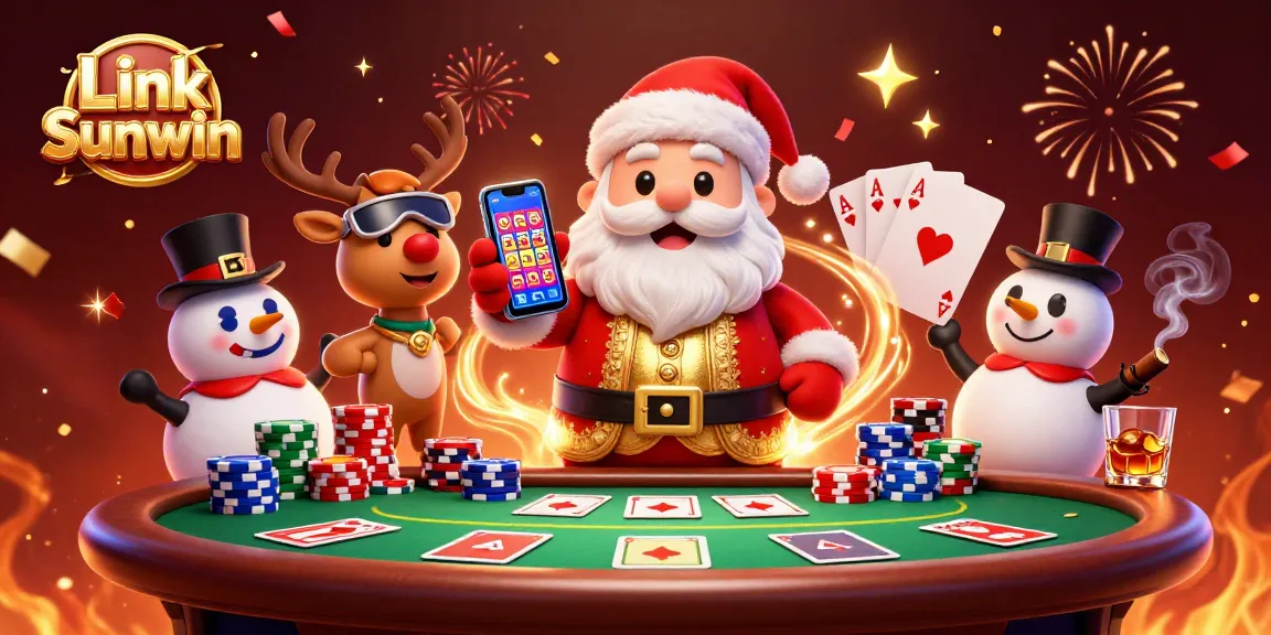 Experience the thrill of Link Sunwin with festive characters and vibrant casino action.