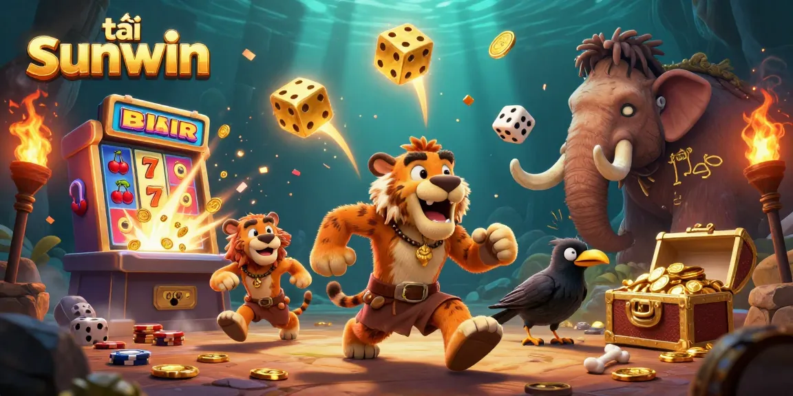 Engage in thrilling gameplay with tải sunwin at a vibrant prehistoric casino scene.